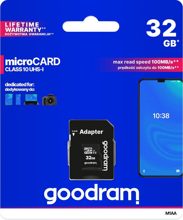 Produktbild Goodram Carte Mémoire 32 Go (Avec Adaptateur carte SD) (32 GB, microSDHC, UHS-I)