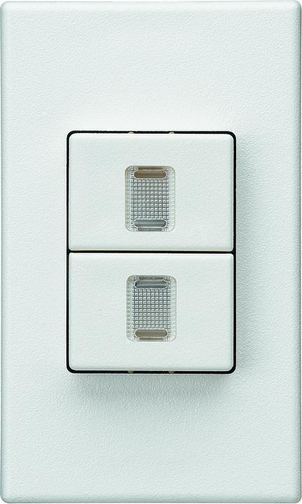 Actual product image Steffen FLF Doppel-Druckschalter Schema 1 (3+3), 2xbeleuchtet weiss