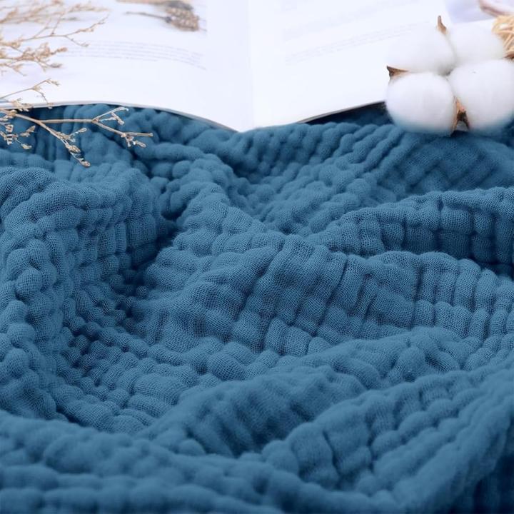 Milkii 6-lagige Musselin Decke, 180 x 220 cm - Ozean (180 x 220 cm)