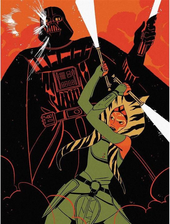 Immagine prodotto Star Wars Stampa su tela Ahsoka Vs Darth Vader (30 x 40 cm)