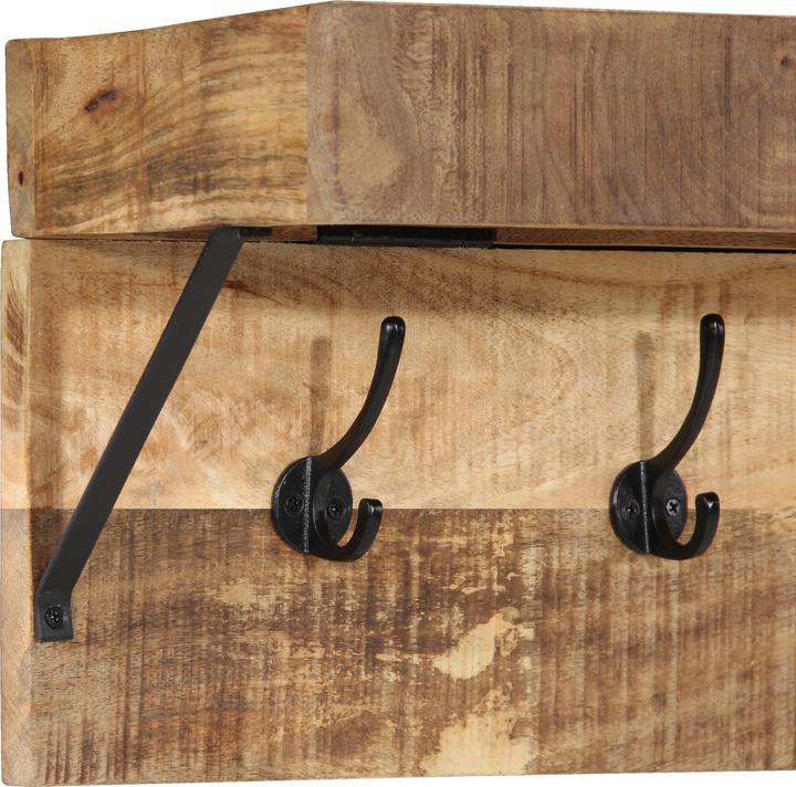 Produktbild VidaXL Garderobenständer mit Regal Wandmontage aus massivem Mangoholz und Metall