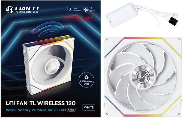 Immagine prodotto Lian-Li UNI FAN TL Wireless Lüfter, ARGB, PWM - Reverse Blade, 120mm, weiss (120 mm, 1 x)