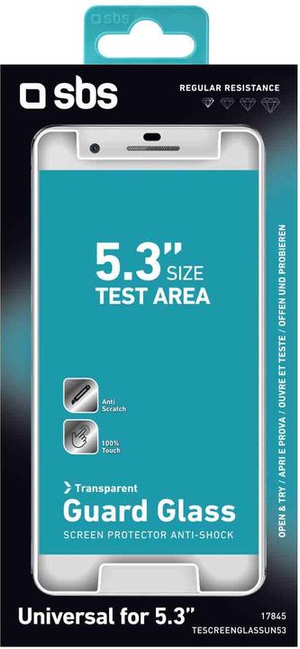 Image du produit SBS Protection d'écran en verre pour smartphones jusqu'à 5,3 pouces (1 pièce(s), Universel)