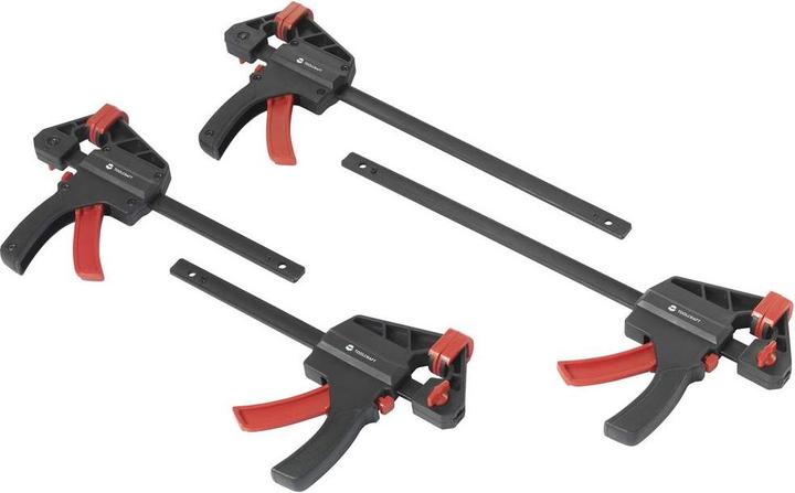 Toolcraft TO-7870761 Einhand-Spannzwinge, 4er Set (15 cm & 30 cm) Spann-Weite ( (300 mm)