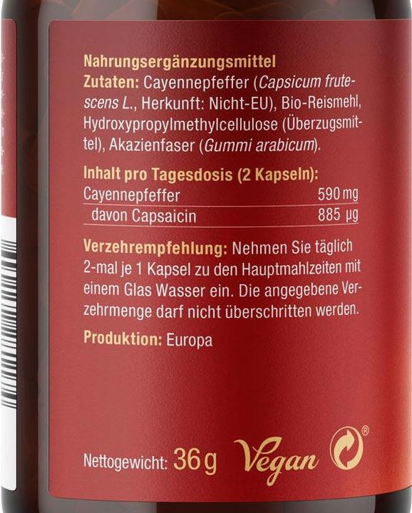 Actual product image Effective Nature Capsaicin from cayenne pepper (60 Piece, Capsules)