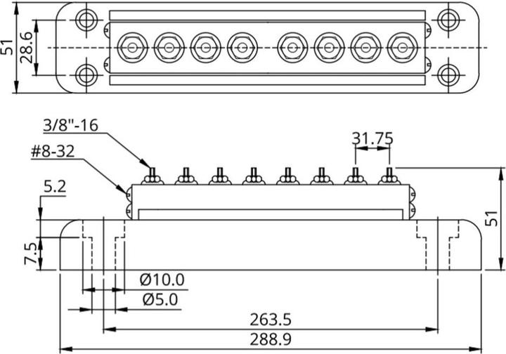 Actual product image Victron Energy Busbar 600A 8P M8 + cover (Terminal strips)