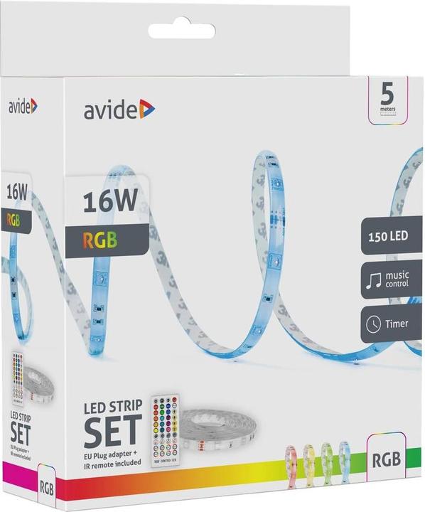 Produktbild Avide ALSB5050RGBMU40-5M LED-Streifen-Komplettset mit Stecker 12 V 230 V 5 m (500 cm)