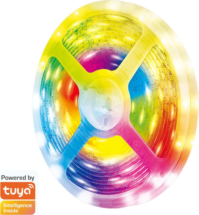 Image du produit LogiLink Bande LED RVB intelligente Wi-Fi, autocollante, compatible Tuya, 5 m (Multicolore, 500 cm, Intérieur)