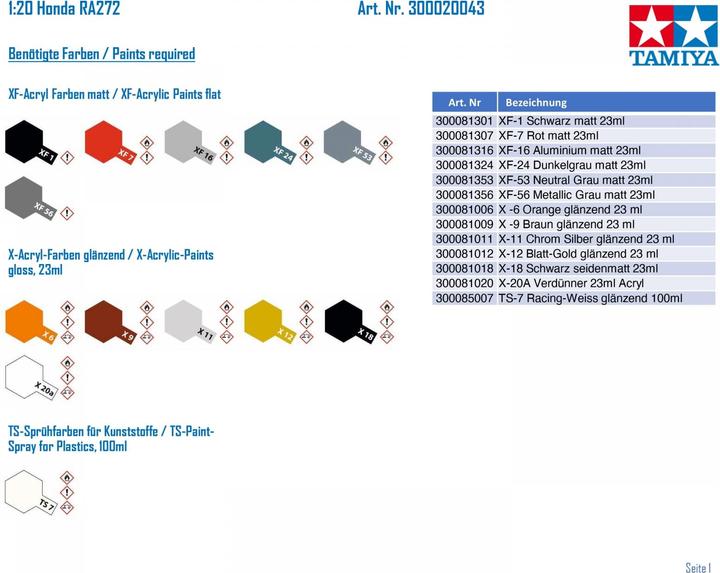 Image du produit Tamiya Modèle réduit de voiture 1:20 Honda RA272