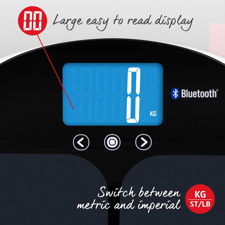 Actual product image Salter 9192 BK3R Curve Bluetooth Smart Analyser Bathroom Scale black (180 kg)