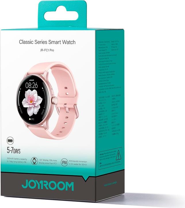 Actual product image Joyroom Classis Series JR-FC1 Smartwatch with Call Answering Function / IP68 Protection - Pink
