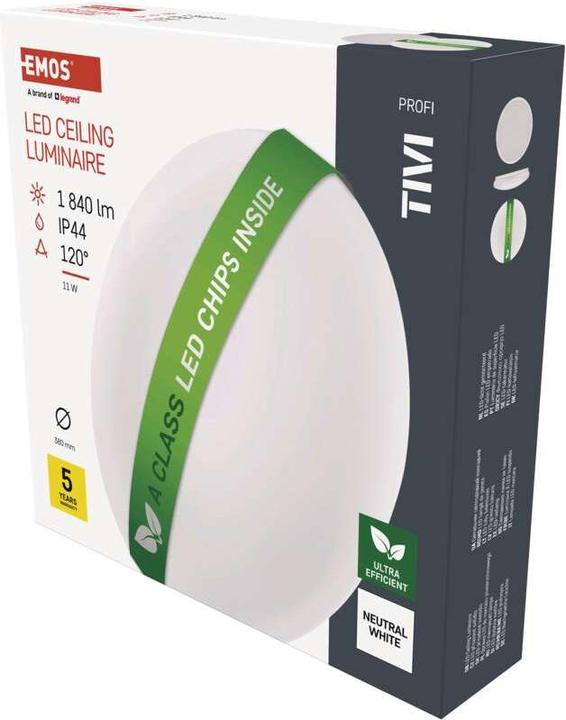 Image du produit Emos Plafonnier à LED TIVI, rond blanc 11W, IP44, neutre blanc (1840 lm)