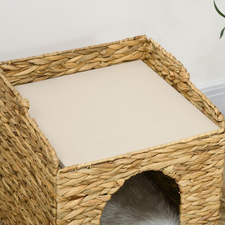 Produktbild PawHut Rattan Katzenhaus mit Kissen (Katze)