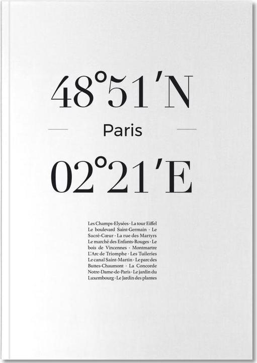 Actual product image Juniqe Paris Coordinates (A4, Lined, Hardcover)