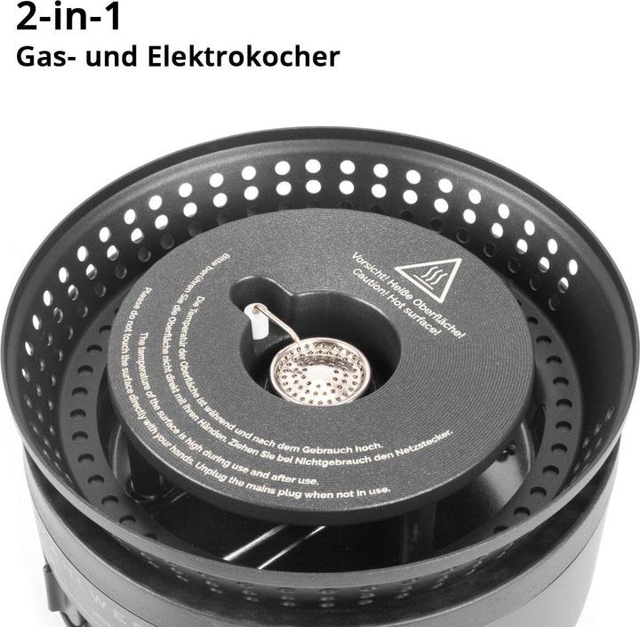Actual product image Stahlwerk Camping cooker 2 in1 electric cooker Gas cooker Outdoor camping cooking set