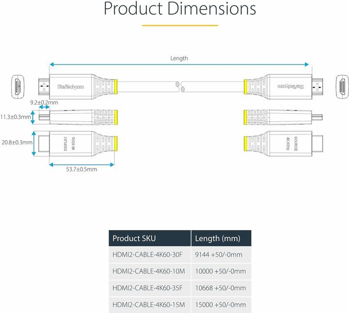 Nutritional values and ingredients StarTech Cable HDMI Active High Speed 10m black (10 m, HDMI)