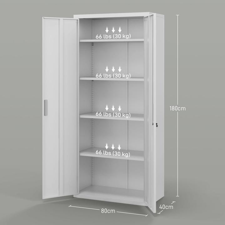 Produktbild Homcom Aktenschrank Stahl Weiss (80 x 40 x 180 cm)