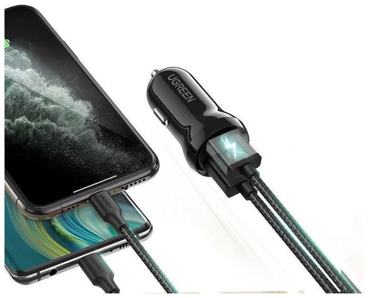 Actual product image Ugreen car charger ED018, 2x USB, 24W (black)