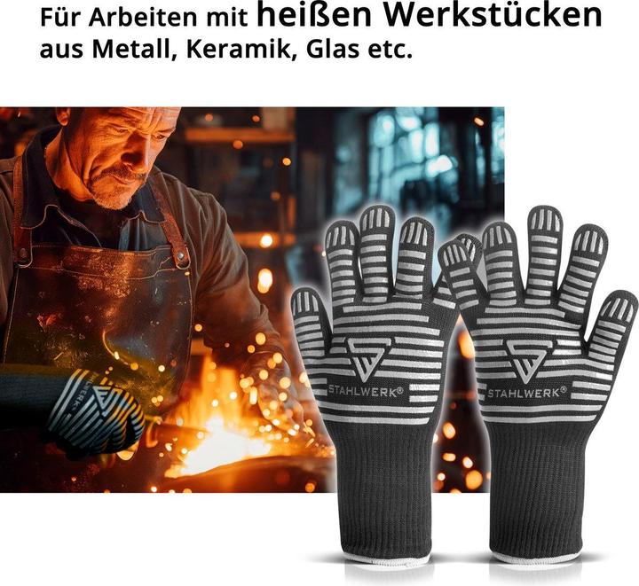Actual product image Stahlwerk Heat-resistant gloves up to 800°C EN 407:2004 made of ARAMID fabric (One size)