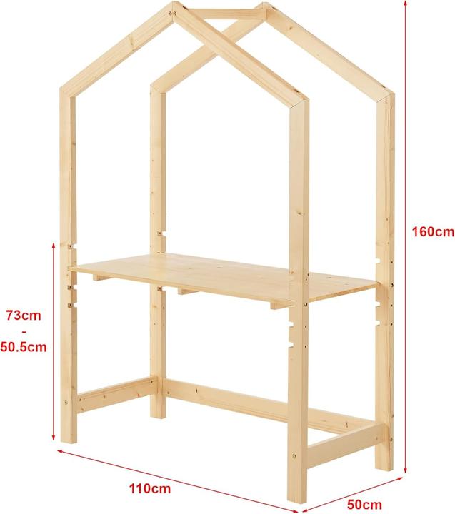 Image du produit Milkii Kinder Schreibtisch, Naturholz, 4-stufig höhenverstellbar