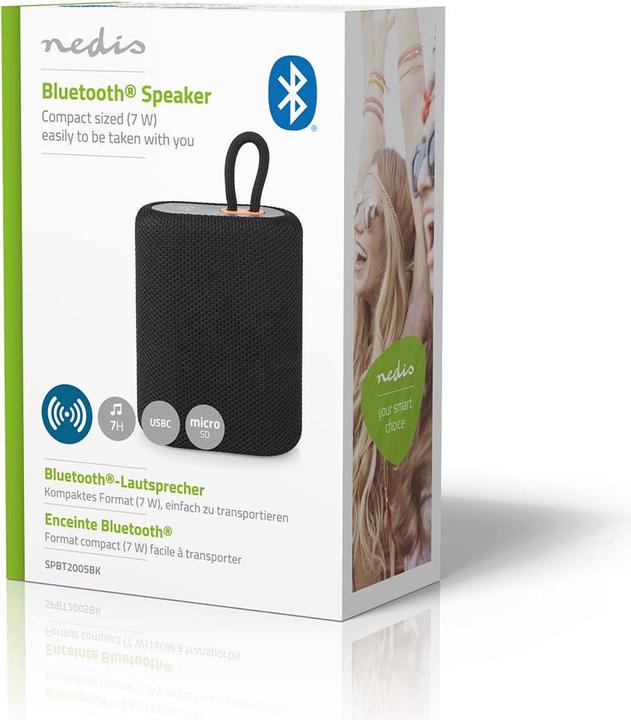 Immagine prodotto Nedis Altoparlante Bluetooth, 7W - Nero (7 h, Batteria ricaricabile)