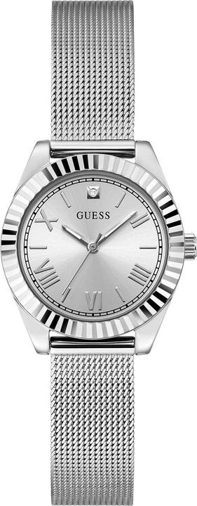 Guess - Ladies Silver Tone Analog Watch with diamond GW0842L1