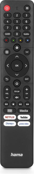 Hama Universal-Fernbedienung für Hisense TVs, IR, lernfähig, mit 4 App-Tasten (Universal remote control, Infrared)