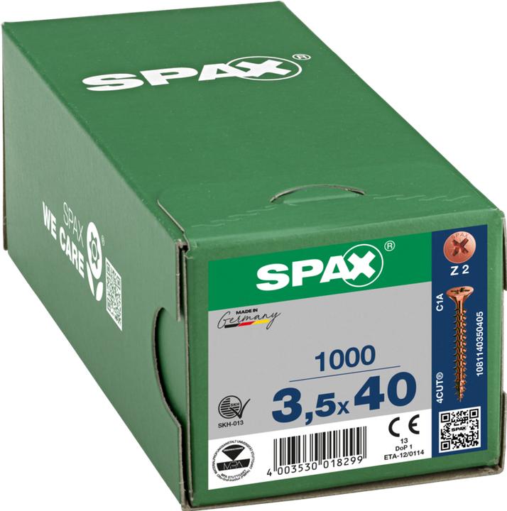 Produktbild Spax Schraube R 88094 Senkkopf m.Spitze/Kreuzschl.-PZ 3,5 x 40/35-Z Stahl brüniert (1000 Schrauben pro Stück)