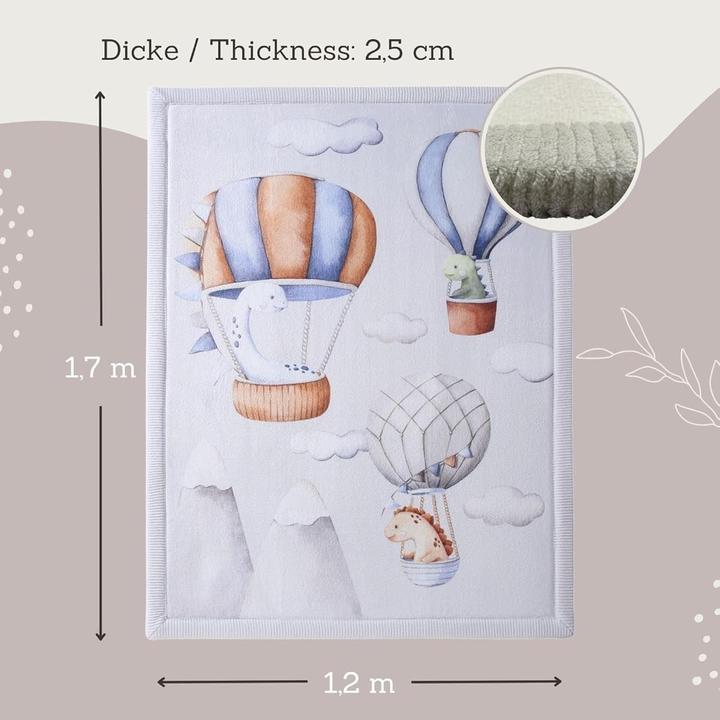Produktbild Milkii wolkenweiche Baby Spielmatte, 170 x 120 x 2,5 cm, Heissluftballone