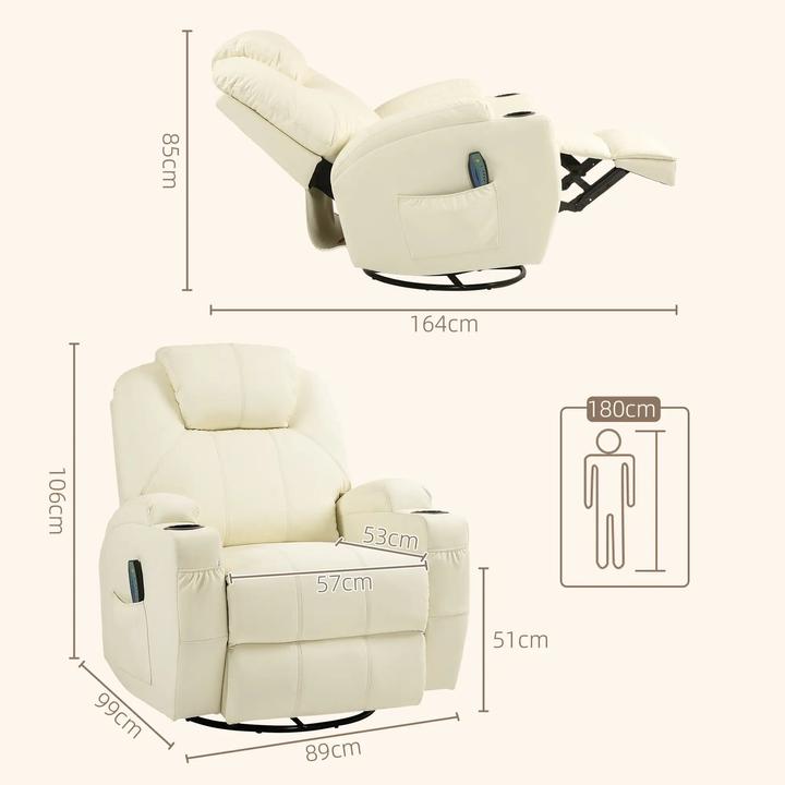 Produktbild Swisshandel24 Relaxsessel Massagefunktion Elektrisch Liegefunktion, Wippfunktion, Drehbar Federsystem, Fernbedienu