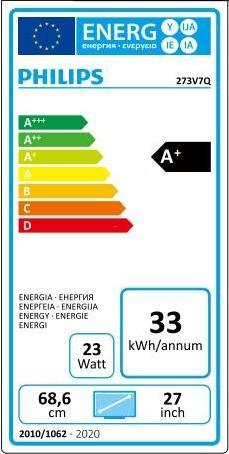 Energie-Label Philips 273V7QJAB/00 (1920 x 1080 Pixel, 27")