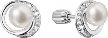 Actual product image Evolution Group Silver Stud Earrings With A Round River Pearl And Zircons.1b