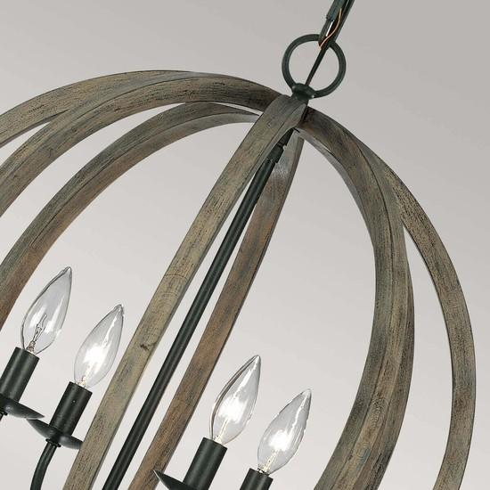 Produktbild Elstead Lighting Allier Hängeleuchte E14 4-fach Wetter Eichenholz, Antik Schmiedeeisen (E14)