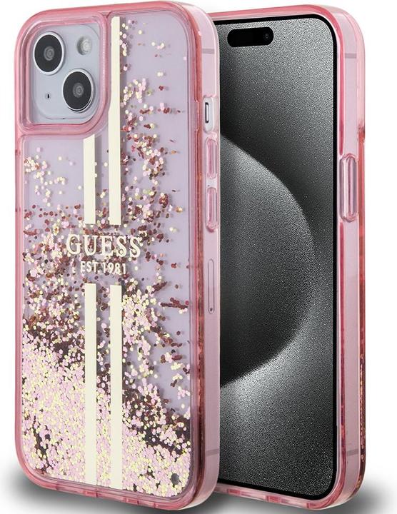 Image du produit Guess GUHCP15MLFCSEGP iPhone 15 Plus / 14 Plus 6.7" różowy/pink hardcase Liquid Glitter Gold Stripes (Apple iPhone 15 Plus, Apple iPhone 14 Plus)