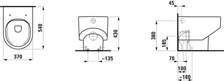 Image du produit Laufen Sonar de course Stand-WC sans rebord, lavable, sortie horizontale ou verticale