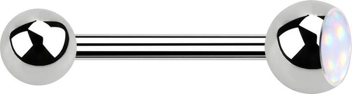 Star Piercing Barbell silber mit Kugel und Kugel Epoxidstein weiss (ohne Messing, Chirurgenstahl 316L)