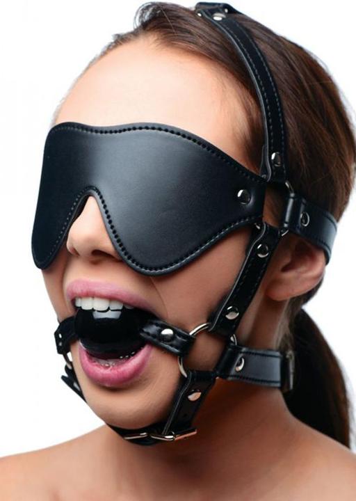 Actual product image XR Brands Kopfgeschirrr mit Augenbinde und Knebel