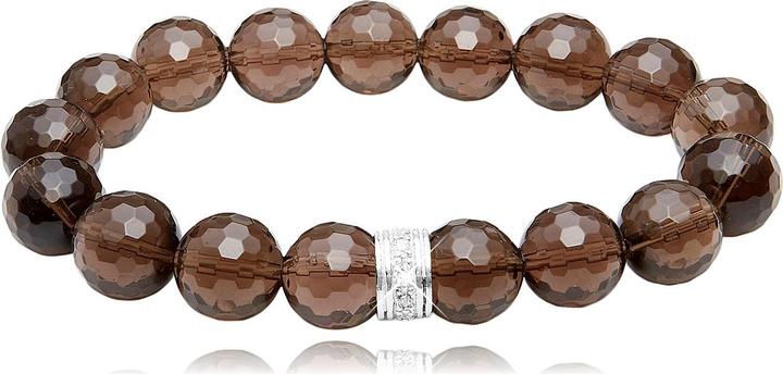 Immagine prodotto Leyda Bracciale in quarzo fumé con zirconi (20 cm, Argento 925, Pietra, pietra sintetica)