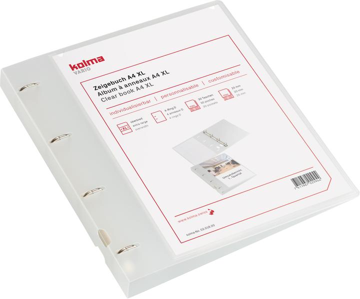 Image du produit Kolma Livret de présentation Vario A4 XL 4 anneaux hauteur de remplissage 2 cm incolore (A4, 29 mm, 1 pièce(s))