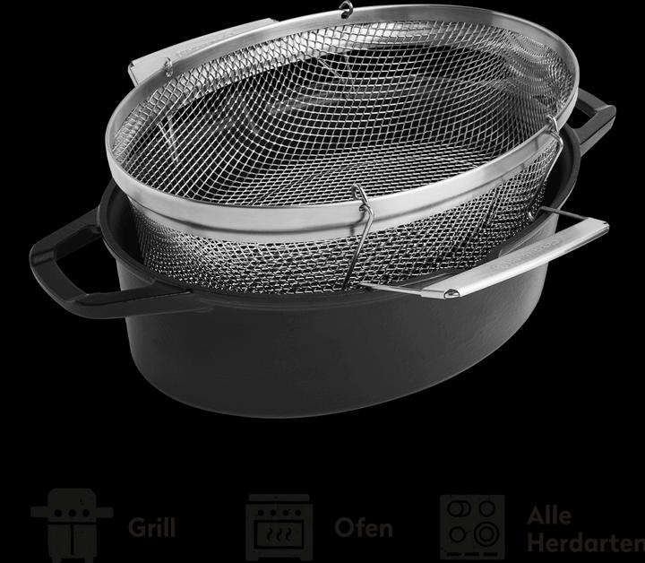 Image du produit Burnhard Rôtissoire en fonte avec panier à friture (Cocotte + faitout, Fonte)