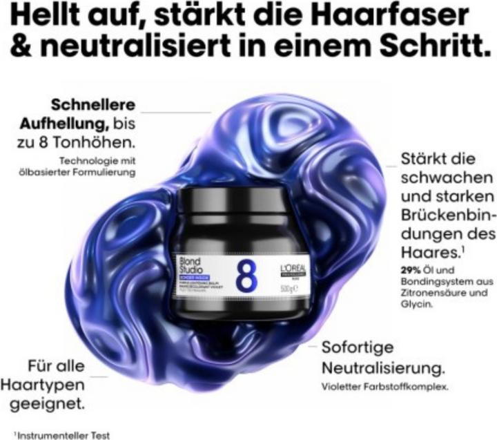 Image du produit L'Oréal Professionnel BLOND STUDIO Baume éclaircissant pourpre (Blond, Violet)