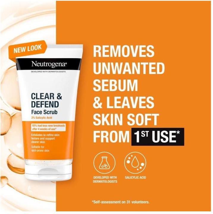 Actual product image Neutrogena Clear & Defend Face Scrub (Exfoliation, 150 ml)