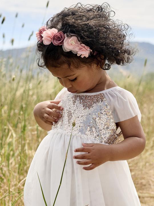 Actual product image Vertbaudet Kurzärmeliges Mädchen Festkleid mit Pailletten (92)