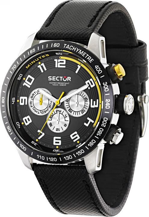 Produktbild Sector 850 3h Black Dial Black Strap (Analoguhr, Chronograph, 45 mm)
