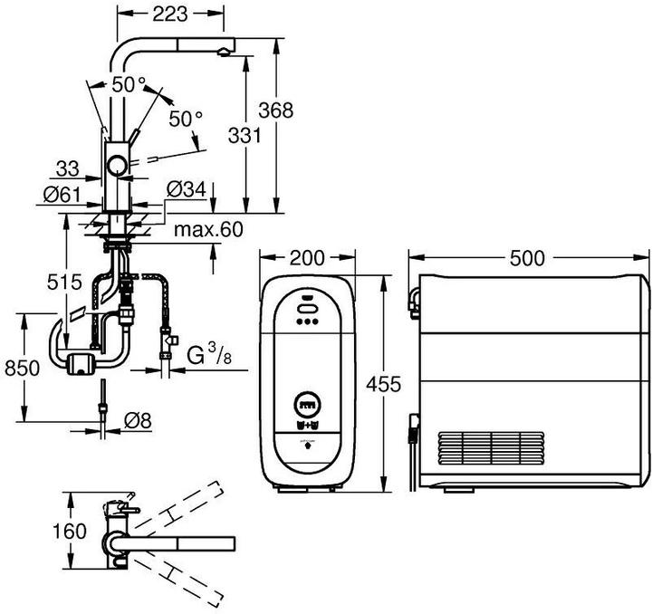 Actual product image Grohe Blue Home L spout starter kit