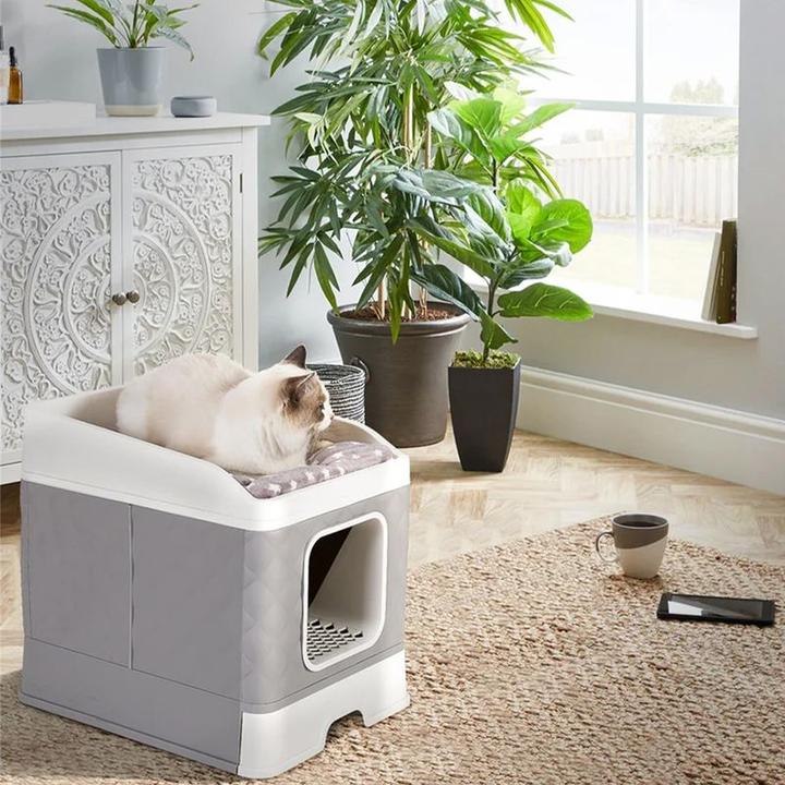 Produktbild Hermex Katzen-WC und Bett Katzentoilette XXL-Katzenklo mit Deckel Streukiste (Katzenklo geschlossen)