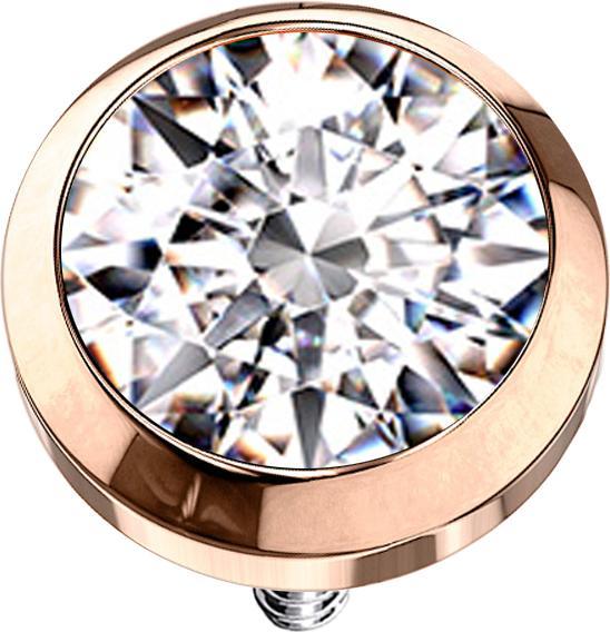Star Piercing Dermal Anchor rosegold mit Kristall silber (Chirurgenstahl 316L)