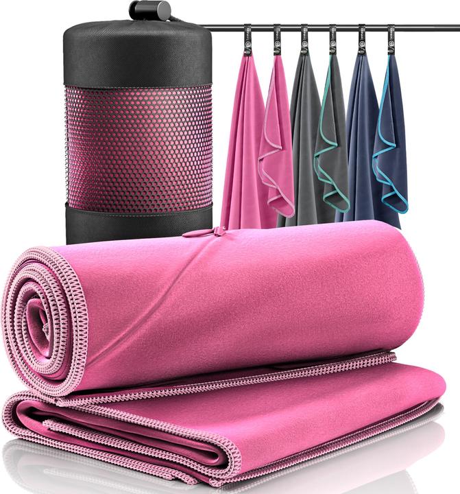 BeMaxx Set de serviettes en microfibre, rose