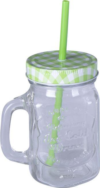 Produktbild MICA Living Trinkglas mit Deckel und Trinkhalm - 450 ml - 1 Stück (0.45 l)