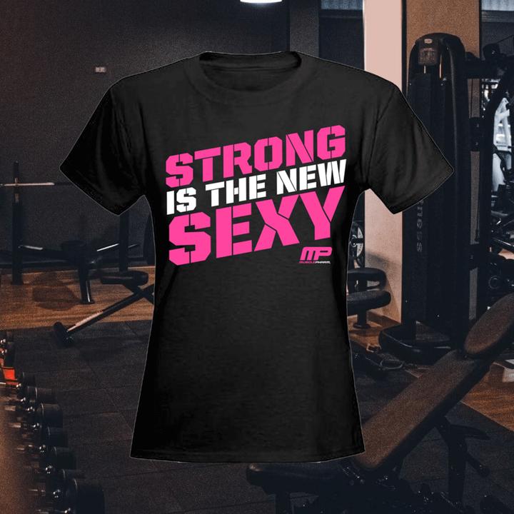 Actual product image MP Womens Crew Neck Strong is the new Sexy Black-Hot Pink (XS)